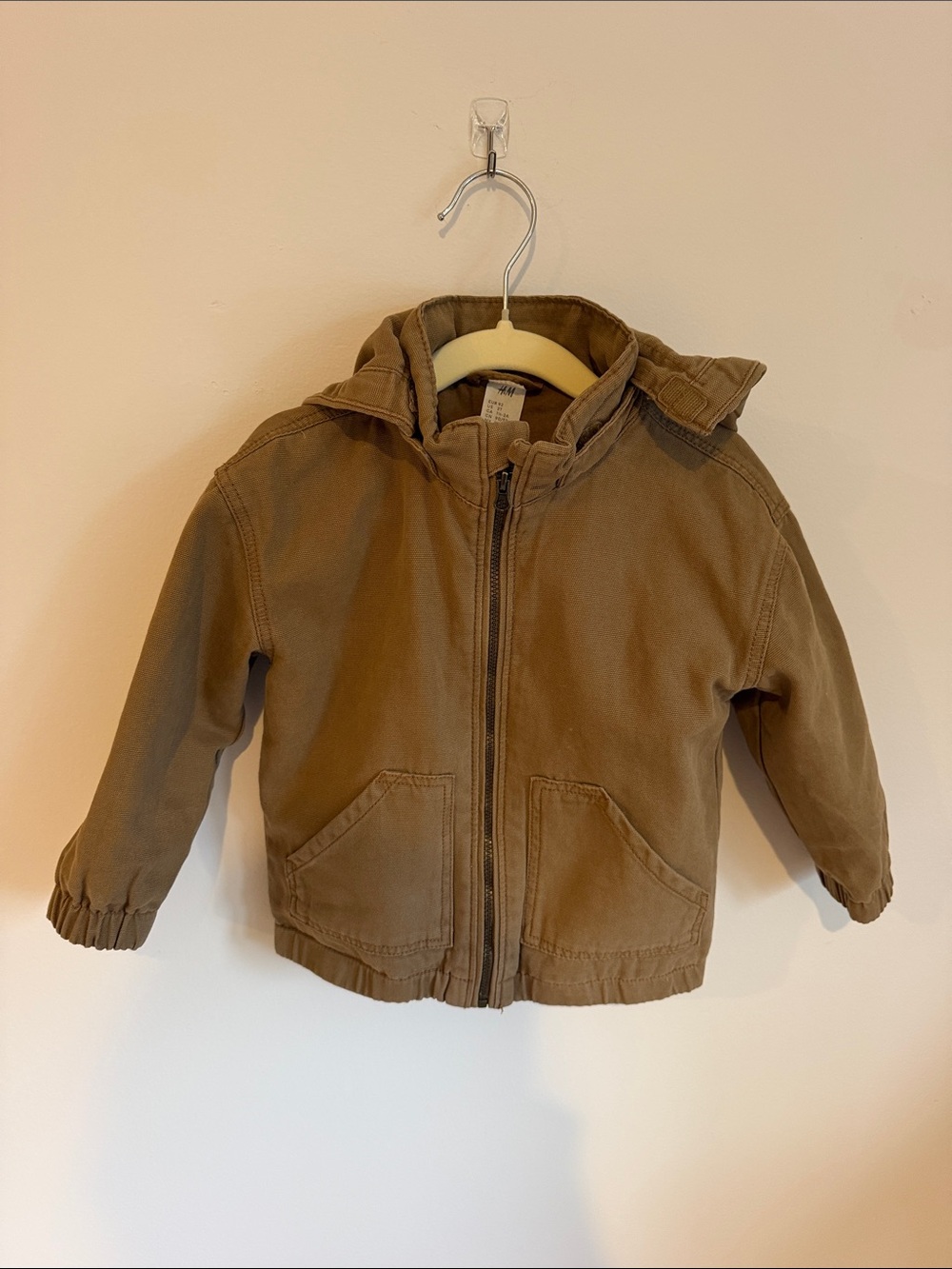 H&M Toddler Kids Canvas Hooded Zipper Jacket - light Brown